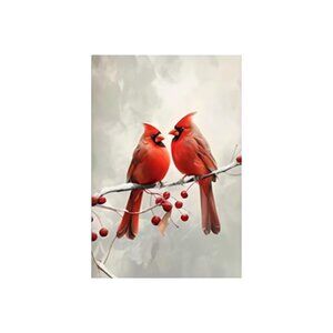 Cardinal Bird Standing on a Branch Unframed Canvas Wall Art  24" X 36"
